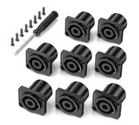 Jumwa 8Pack 4 pôles Speakon Panel Twist Lock Haut-parleur femelle Square Panel Jack Montage Compatible avec Neutrik Speakon NL4MP, NL4MPR, NL4FC, NL4FX, NLT4X, NL4 Serie, NL2FC