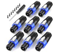 Jumwa 8Pack Speakon Connecteur Adaptateur haut-parleur audio Connecteur Twist Lock avec tournevis Compatible avec Speakon NL4FC, NL4FX, NLT4X, NL2FC