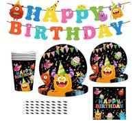 JUMXBUM 101 pièces de Vaisselle Monster, pour 20 Invités, Ensemble de Fournitures pour la Fête des Monstres, pour les Enfants, Fête d'Anniversaire sur le Thème de la Douche de Bébé, Décoration