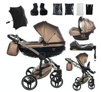 Junama Poussette Diamond Fluo 03 Marron 2en1 3en1 4en1 avec ombrelle pare-soleil (4 en 1 avec base ISOFIX)