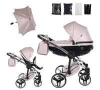Junama Poussette Diamond Fluo 06 Rose et Argenté 2en1 3en1 4en1 avec ombrelle pare-soleil (2 en 1)
