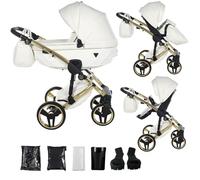 Junama Poussette Diamond Fluo Individual 2en1 3en1 4en1 (17 - blanc et or, 2en1 avec adaptateurs)