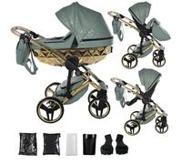Junama Poussette Diamond Heart 2en1 3en1 4en1 (03 - vert et or, 2en1 avec adaptateurs)