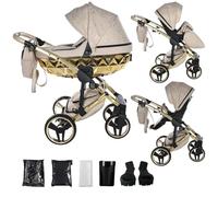 Junama Poussette Diamond Heart 2en1 3en1 4en1 (07 - beige et or, 2en1 avec adaptateurs)