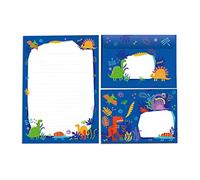Junapack Bloc de papier à lettre avec enveloppe pour enfants dinosaures (bloc A5 25 feuilles + 15 enveloppes)