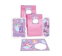 Junapack Lot de 12 cartes d'invitation pour 6e anniversaire d'enfant avec 12 enveloppes, 12 sachets, 12 autocollants, 12 marque-pages