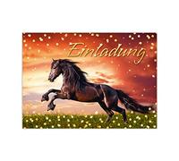 Junapack Lot de 12 cartes d'invitation pour anniversaire d'enfant pour fille, chevaux, poulains, animaux - Motif : cheval, poulain, animaux