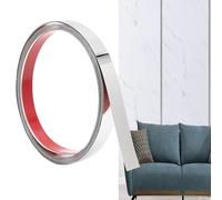 JUNART 600cm×2cm Moulure Murale en Acier Inoxydable, à Décoller et à Coller, Garniture Métallique Autocollante Flexible Pour Cheminées, Cadres de Miroir, Murs, Plafonds, Sols, Carrelages (Argent)