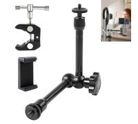 JUNART Bras Magique réglable de 11 Pouces avec Super Pince et Pince pour téléphone Portable, Filetage antidérapant de 1/4 Pouce, pour Moniteur, lumière LED, Flash, Microphone, DJI Osmo