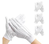 JUNART Gants de cérémonie blancs avec boucles pour smoking, garde d'honneur, défilé, inspection de bijoux, occasions formelles, BLANC, 3 paires