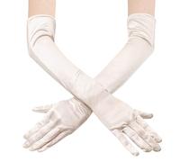 JUNART Longs gants en satin, gants élégants longueur coude pour fête d'opéra, mariage, robe de soirée, costume de carnaval, danse, Champagne, 2PCS