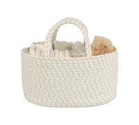 JUNBOLE Panier à langer en corde de coton pour bébé et sac fourre-tout portable pour voiture, cadeau idéal pour fête prénatale et liste de naissance, indispensable pour les nouveaux-nés essentiels