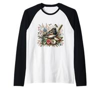Junco Vintage Oiseau d'hiver Floral aux Yeux foncés Manche Raglan
