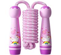 JunD Corde Enfant, Corde à Sauter Enfant 2,5m Bois Réglable Poignée Antidérapantes Corde De Coton Colorée Jump Rope Pour Garçon Fille Fitness Training Exercice Activités De Plein Air (Licorne)