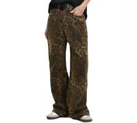 JunD Jeans léopard Marron pour Femmes et Hommes Y2K Pantalon en Jean pour Femme Surdimensionné Jambe Large Pantalon Streetwear Hip hop Vintage décontracté Ample Pantalon Leopard Femme Jean