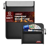 JUNDUN Lot de 2 pochettes ignifuges pour espèces, documents A4 | Petit porte-monnaie ignifuge 21,5 x 15 cm pour passeports, cartes - 28 x 38 cm - Imperméable et ignifuge - Pour documents