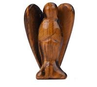 June&Ann Œil de tigre naturel de poche - Ange gardien de poche sculpté en cristal de guérison de 3,8 cm - Figurines d'ange gardien de poche pour la méditation et l'équilibre des chakras