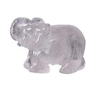 June&Ann Statue d'éléphant de poche en quartz blanc naturel - Pierre précieuse - Sculpture d'éléphant sculptée en cristal de guérison, totem, esprit d'animal - Figurine pour la méditation et la