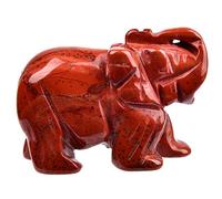 June&Ann Statuette d'éléphant de poche en jaspe rouge naturel sculpté - Sculpture d'éléphant de guérison sculptée - Figurine de totem animal pour la méditation et la décoration de la maison - 3,8 cm