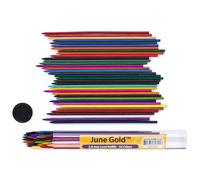 June Gold 36 Coloured Lead Refills, 2.0 mm Extra Bold, 90 mm Tall, Pre-Sharpened, Break & Smudge Resistant