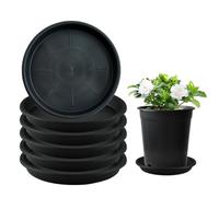 June tech Lot de 5 soucoupes rondes en plastique pour pots de fleurs d'intérieur et d'extérieur Noir 19 x 15 cm