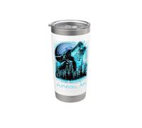 Juneau Alaska Howling Wolf Moon Forest Nature Lover Gobelet isotherme en acier inoxydable double paroi