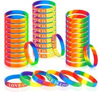 JUNEBRUSHS Lot de 42 bracelets en silicone LGBT arc-en-ciel en caoutchouc pour défilés, décorations de fête (3 modèles)