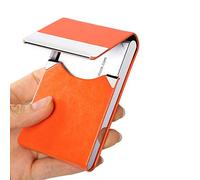 JuneLsy Étui professionnel en cuir synthétique pour cartes de visite avec fermeture magnétique (S-orange)