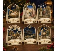 Junerain 6 Pièces Cartes De Noël DIY Perles & Diamond Art Avec Enveloppes | DIY Couronne 3D Pop-Up Cartes Noël Perles En Résine, Cartes Diamond Art Avec Effet Brillant Pour Xmas