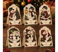 Junerain 6 Pièces Cartes De Noël DIY Perles & Diamond Art Avec Enveloppes | DIY Couronne 3D Pop-Up Cartes Noël Perles En Résine, Cartes Diamond Art Avec Effet Brillant Pour Xmas