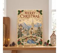 Junerain Christmas Parure Perles et Diamants, Kit DIY Encadré de Mme Claus | Kit Cadeau Encadré: Perles rondes, points diamants et symboles imprimés pour un art festif DIY complet dès le débuter