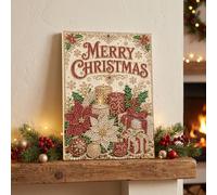 Junerain Christmas Parure Perles et Diamants, Kit DIY Encadré de Mme Claus | Kit Cadeau Encadré: Perles rondes, points diamants et symboles imprimés pour un art festif DIY complet dès le débuter