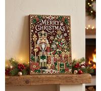 Junerain Christmas Parure Perles et Diamants, Kit DIY Encadré de Mme Claus | Kit Cadeau Encadré: Perles rondes, points diamants et symboles imprimés pour un art festif DIY complet dès le débuter