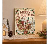 Junerain Christmas Parure Perles et Diamants, Kit DIY Encadré de Mme Claus | Kit Cadeau Encadré: Perles rondes, points diamants et symboles imprimés pour un art festif DIY complet dès le débuter