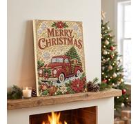 Junerain Christmas Parure Perles et Diamants, Kit DIY Encadré de Mme Claus | Kit Cadeau Encadré: Perles rondes, points diamants et symboles imprimés pour un art festif DIY complet dès le débuter