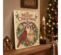 Junerain Christmas Parure Perles et Diamants, Kit DIY Encadré de Mme Claus | Kit Cadeau Encadré: Perles rondes, points diamants et symboles imprimés pour un art festif DIY complet dès le débuter