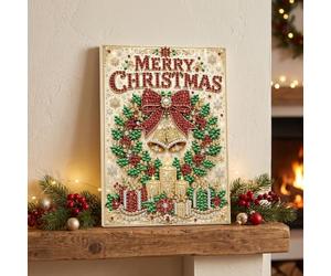 Junerain Christmas Parure Perles et Diamants, Kit DIY Encadré de Mme Claus | Kit Cadeau Encadré: Perles rondes, points diamants et symboles imprimés pour un art festif DIY complet dès le débuter