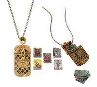 Junerain Collier Mini Jeu de Ta-rot, Pendentif Cartes de Ta-rot Porte-Bonheur, Amulette Spirituel pour Femmes, Cadeau pour Amateurs de Tarots & Accessoire de Divination