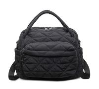 Junerain Élégant Sac à Épaule pour Femmes en Couleur Uni, Modèle Matelassé en Nylon avec Bandoulière Réglable, Porte-Épaule Zippé, à Poignée Supérieure pour le Travail et le Shopping