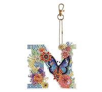 Junerain Grand Diamant Peinture Porte-clés A-Z 26 Lettres Bling Porte-clés pour Femme, Double Face Pleine Perceuse 5D Diamant Peinture Porte-clés Kits Lettre Initiale DIY Porte-clés Pendenti