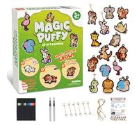 Junerain Kit peinture texture mousse magique 3D, Aqua Puffs, toile éponge, DIY art, cadeau Noël filles et garçons 3-10 ans