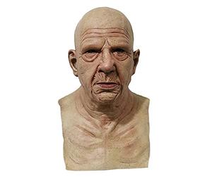 Junerain Masque en latex pour Halloween, masque réaliste pour vieux grand-père, grand-mère, couvre-chef pour fête d'Halloween, masque en latex pour bal masqué, accessoires de costume