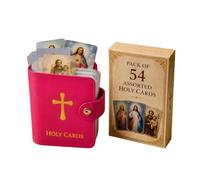 Junerain Support de Carte de Prière Catholique, Porte-Cartes Sacrés en Simili Cuir avec Fermeture Magnetique pour 40 Cartes Sacrées, Organisateur de Poches Religieux pour Femmes et Hommes