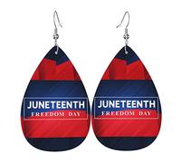 Juneteenth African American Freedom Black History June 19 Dangle Leather Clip on Boucles d'oreilles Faux PU Léger Larme Goutte pour Femme
