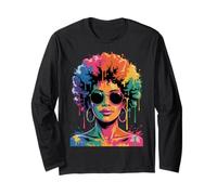 Juneteenth Black Woman Queen Afro African Melanin Dripping Manche Longue