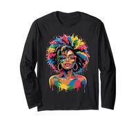 Juneteenth Black Woman Queen Afro African Melanin Dripping Manche Longue