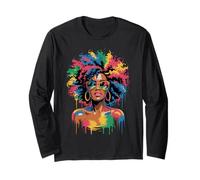 Juneteenth Black Woman Queen Afro African Melanin Dripping Manche Longue