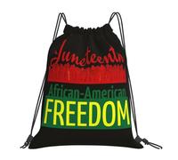 Juneteenth Célébration De La Liberté des Noirs 1865 Afro-Américains PE Sac Leger Sac À Cordon Pliable Natation Sac Cordon De Sport pour Yoga Basket-Ball Homme 39X46Cm