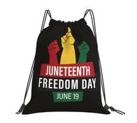 Juneteenth Célébration De La Liberté des Noirs 1865 Afro-Américains Sac À Dos De Sport Réglable Sac À Dos À Cordon Résistant Sacs De Sport avec Cordon pour Voyage Vacances Plage 39X46Cm