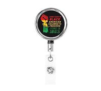 Juneteenth Celebrations Black American Freedom Day Porte-badge rétractable Reel Clip Id Card Holder forNurse Student Office Worker